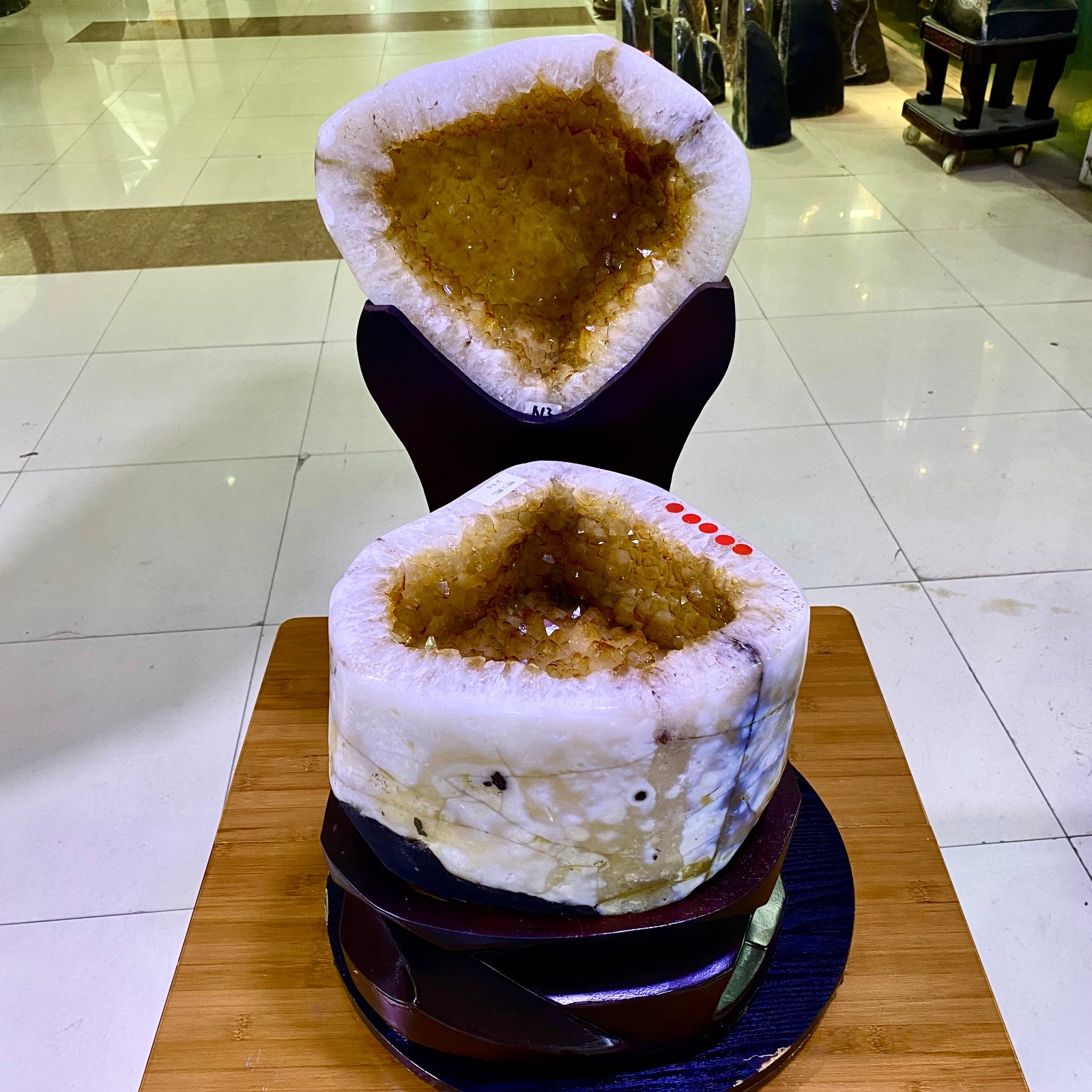 73LB Natural uruguay citrine geode quartz money bag crystal energy+base