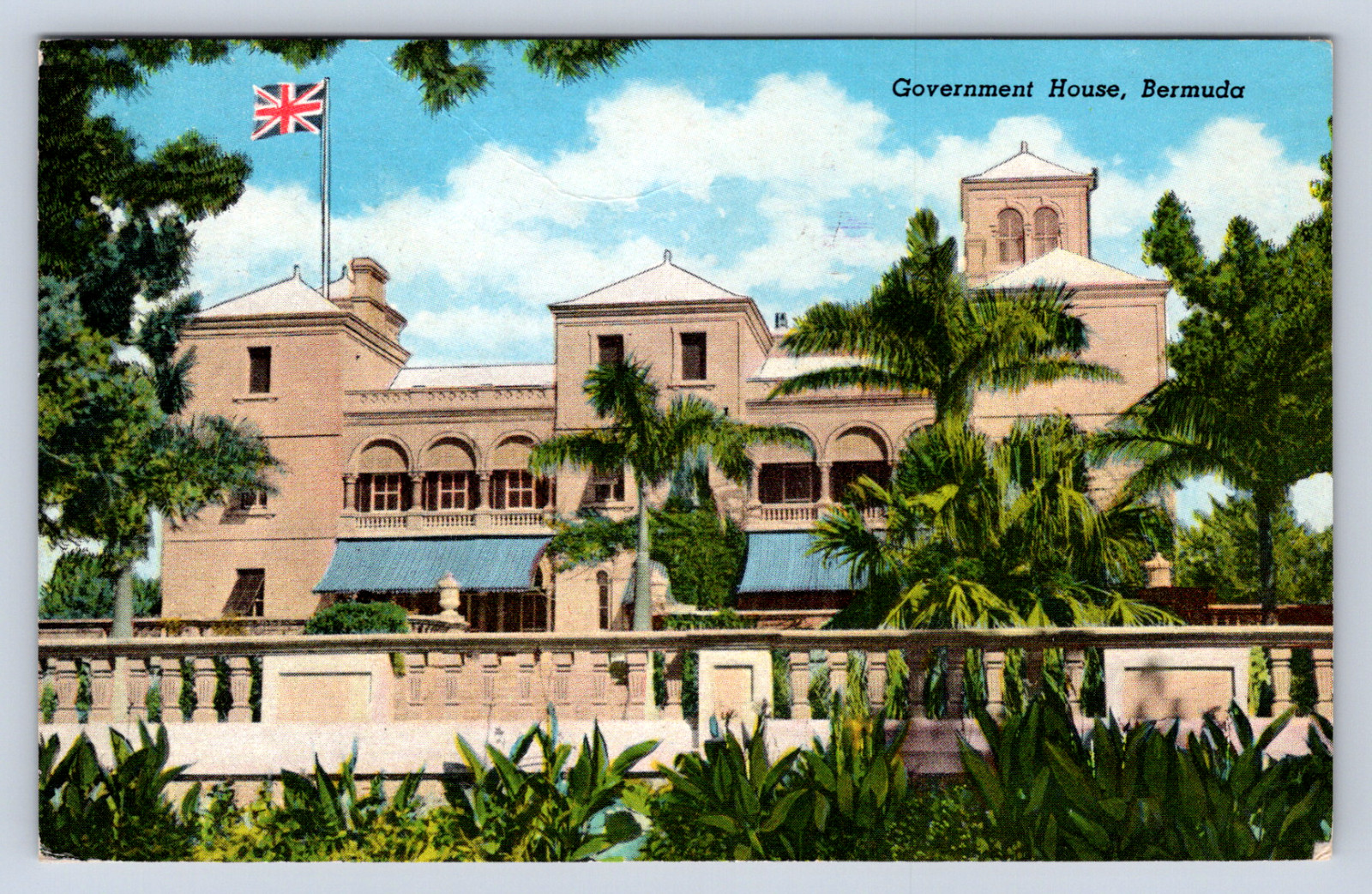 Vintage Postcard Government House Bermuda 1954