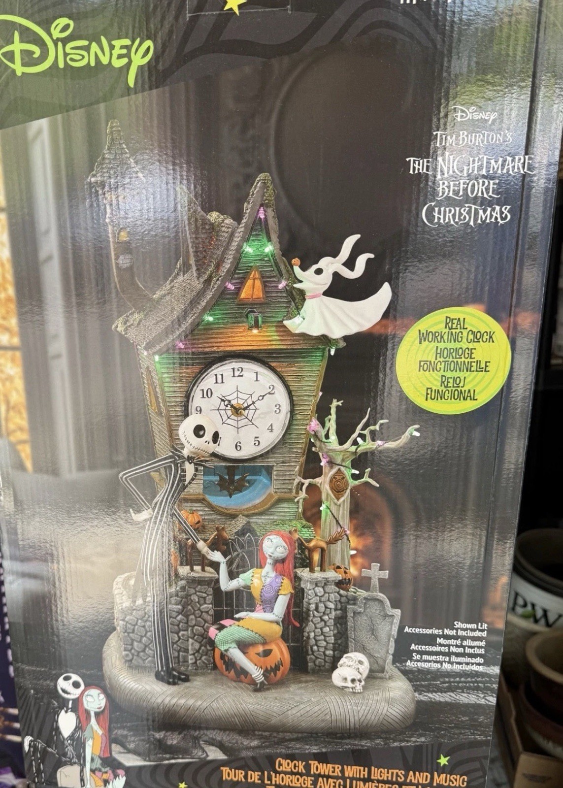 Disney Nightmare Before Christmas Animated Clock Tower LED Music 22 In Disney Nightmare Before Christmas Animated Clock Tower LED Music 22 In