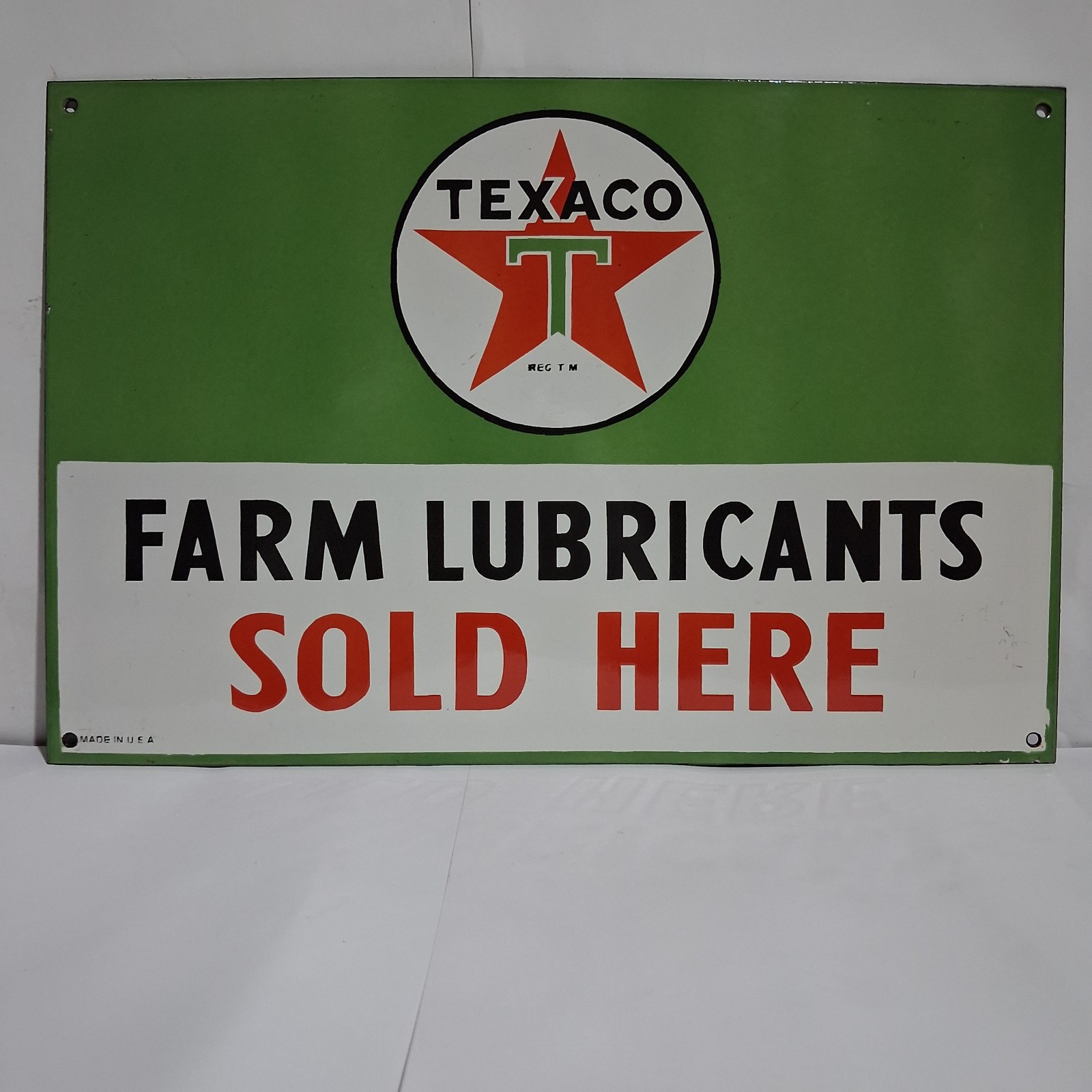 Texaco Farm Lubricants Porcelain Enamel Sign 18  X 12 Inches 1 sides