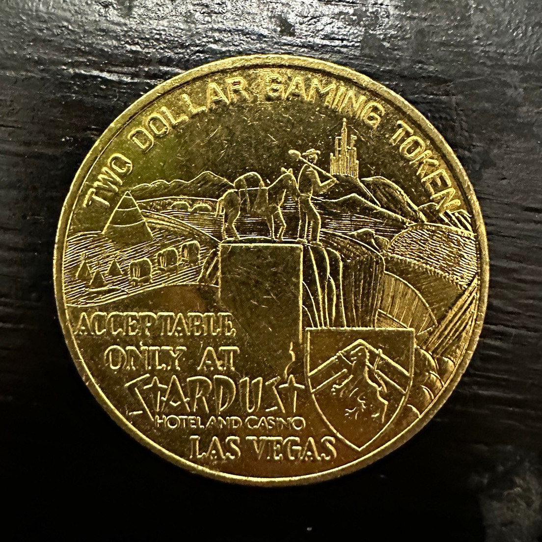 Vintage Stardust Casino Las Vegas $2 Gaming Token Lido de Paris Brass Obsolete