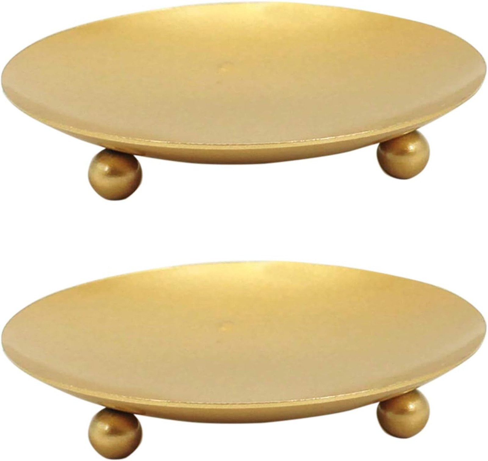2 Pack Gold Decorative Iron Plate Candle Holder 4.33'' Candle Stand Candle Plate 2 Pack Gold Decorative Iron Plate Candle Holder 4.33'' Candle Stand Candle Plate