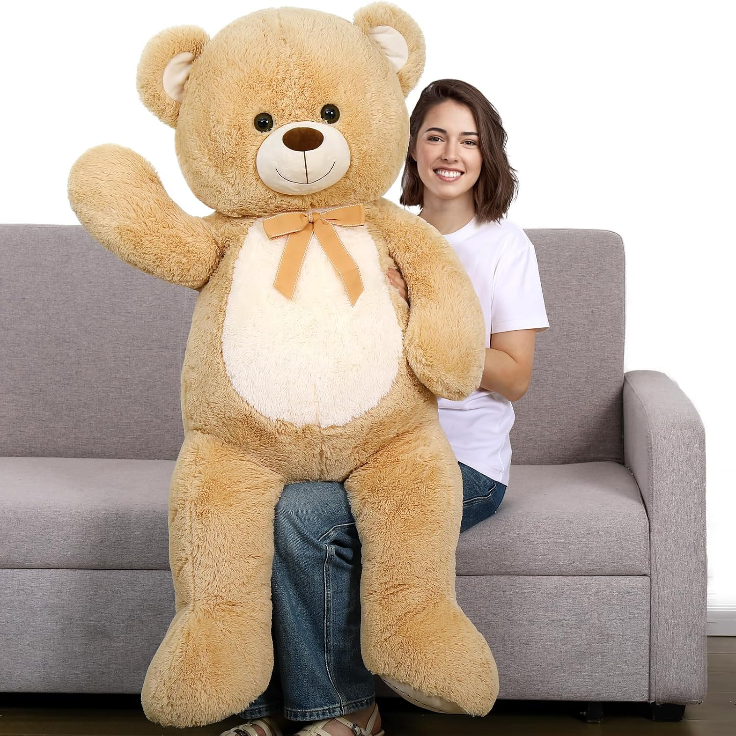 4.3 Feet Giant Teddy Bear, Large Stuffed Animals 52 Inches with White
