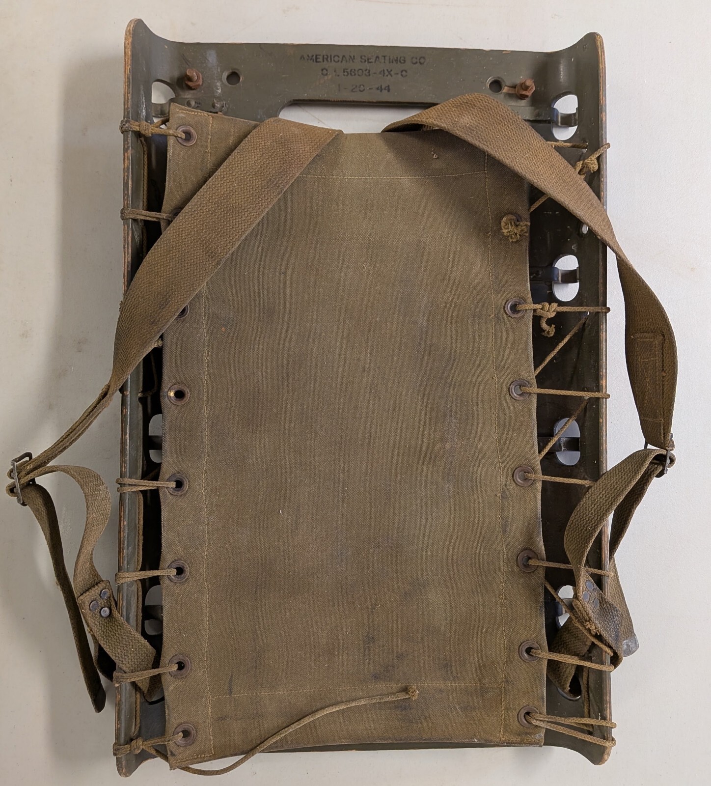 WWII US Army 1944 Plywood Packboard American Seating Co Military Pack Frame OD WWII US Army 1944 Plywood Packboard American Seating Co Military Pack Frame OD