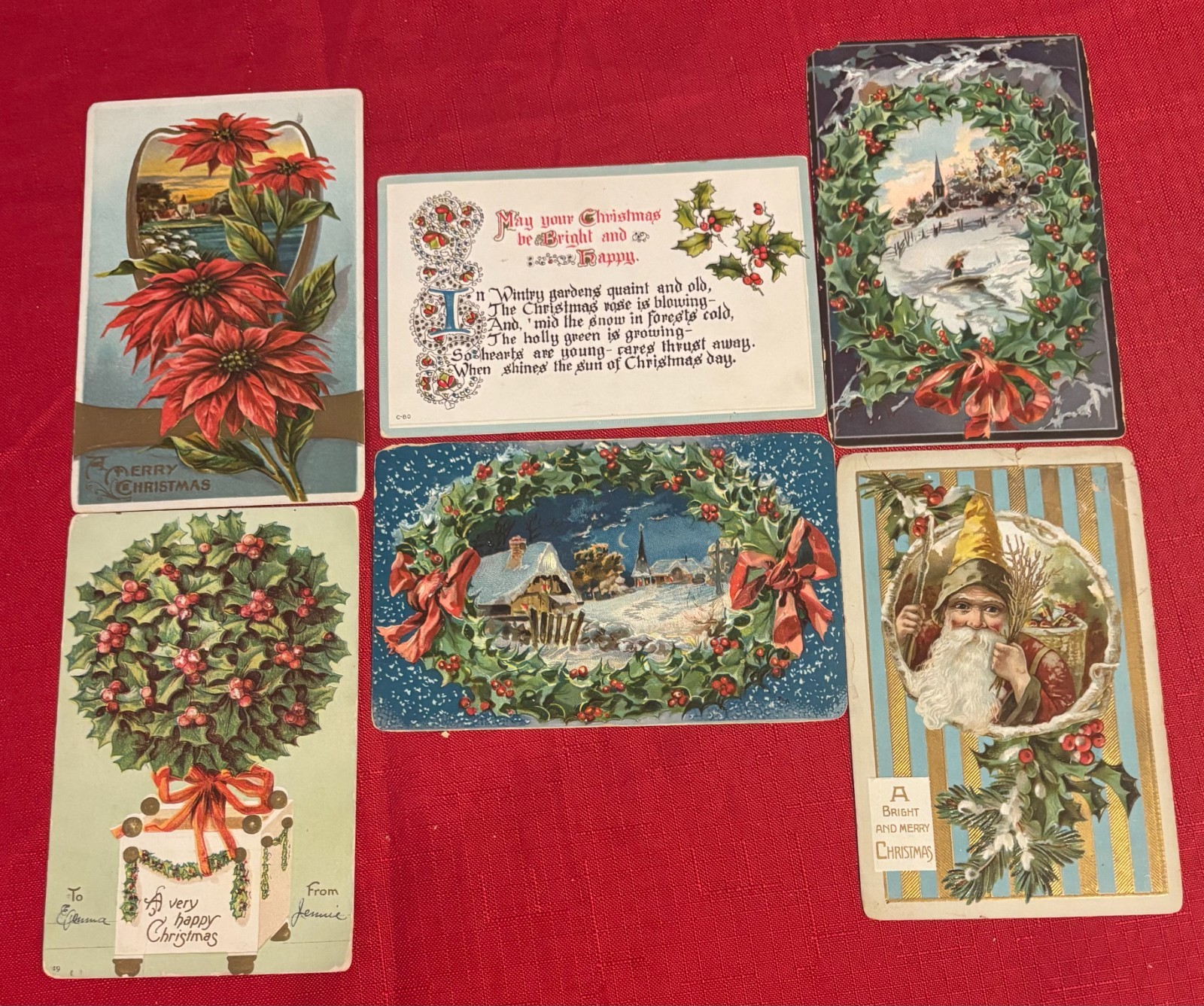 Vintage Antique Early 1900s Christmas Postcards Lot of 6