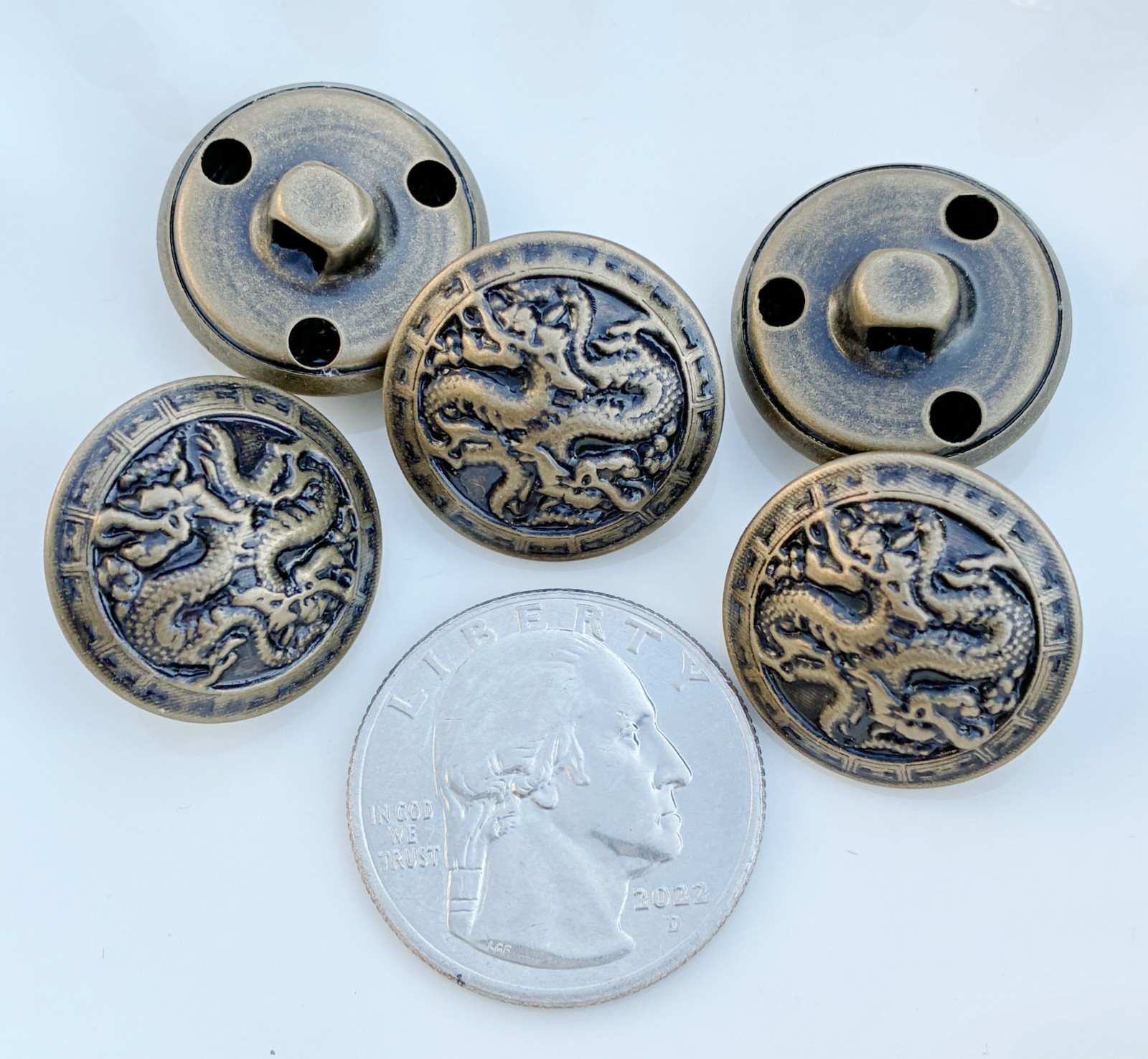 10pc Vintage Antiqued Brass Dragon Metal Shank Buttons Clothes Cardigan 3/4 10pc Vintage Antiqued Brass Dragon Metal Shank Buttons Clothes Cardigan 3/4