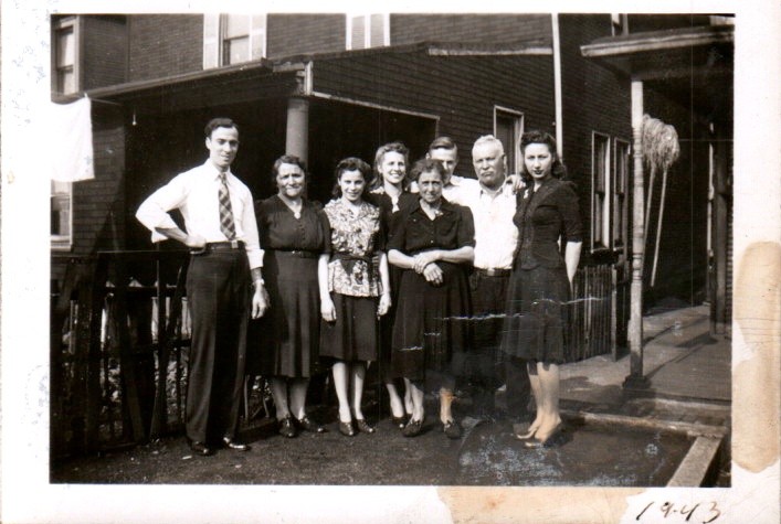 Vintage 1943 Black & White Family Photo Group Portrait Historic Snapshot