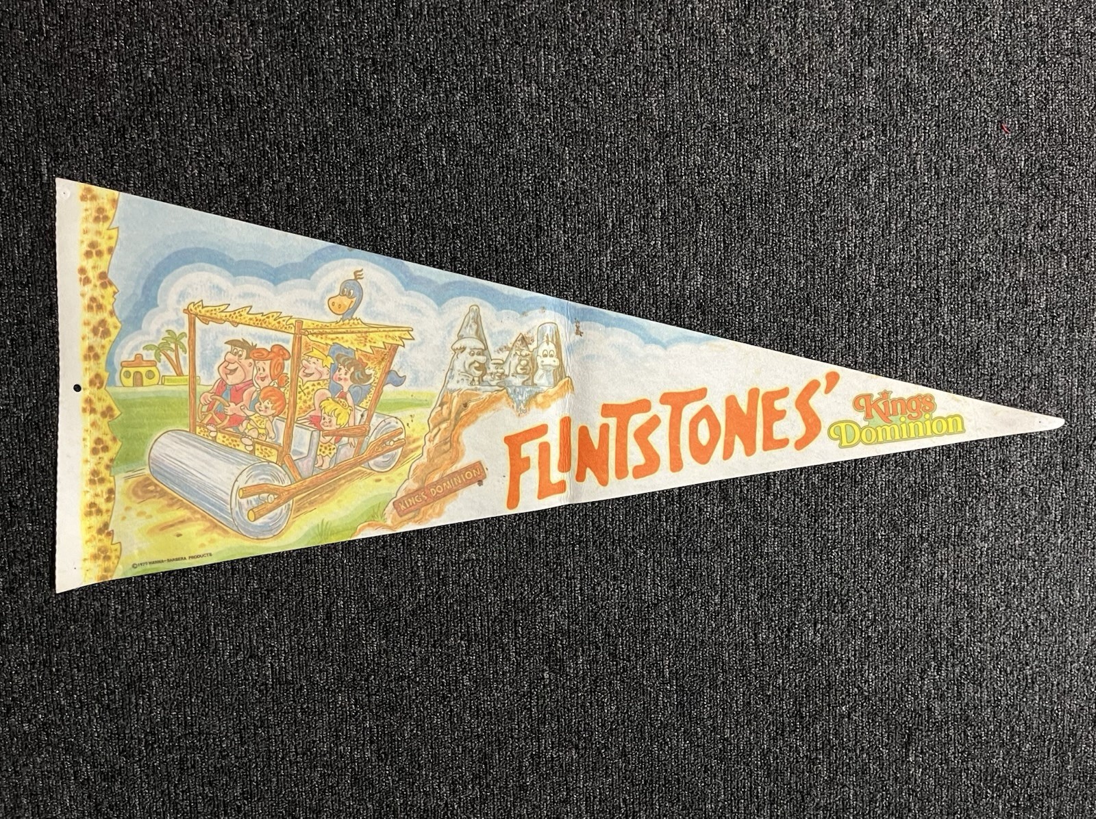 Vtg 1979 Kings Dominion Amusement Park VA Flintstones Hanna Barbera Pennant RARE Vtg 1979 Kings Dominion Amusement Park VA Flintstones Hanna Barbera Pennant RARE