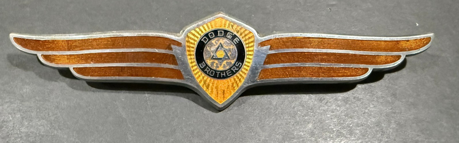 Vintage 1936 Dodge Brothers Winged Radiator Enamel Badge....EX/NM