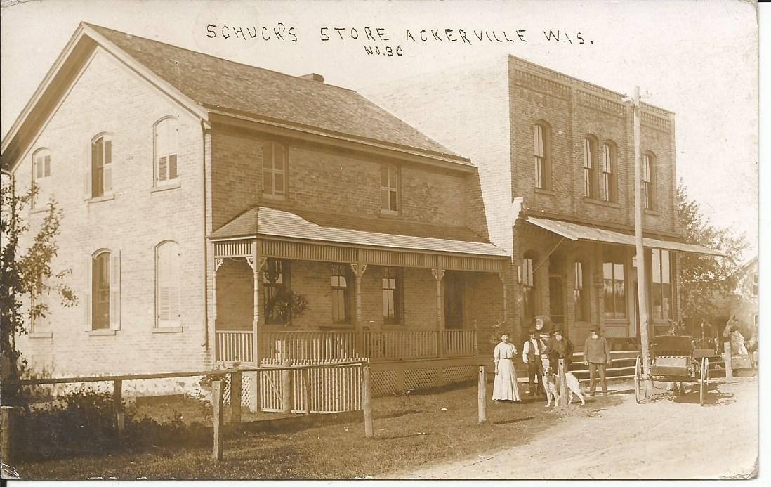 Antique 1912 RPPC Ackerville Wisconsin WI Postcard Schuck\'s Store