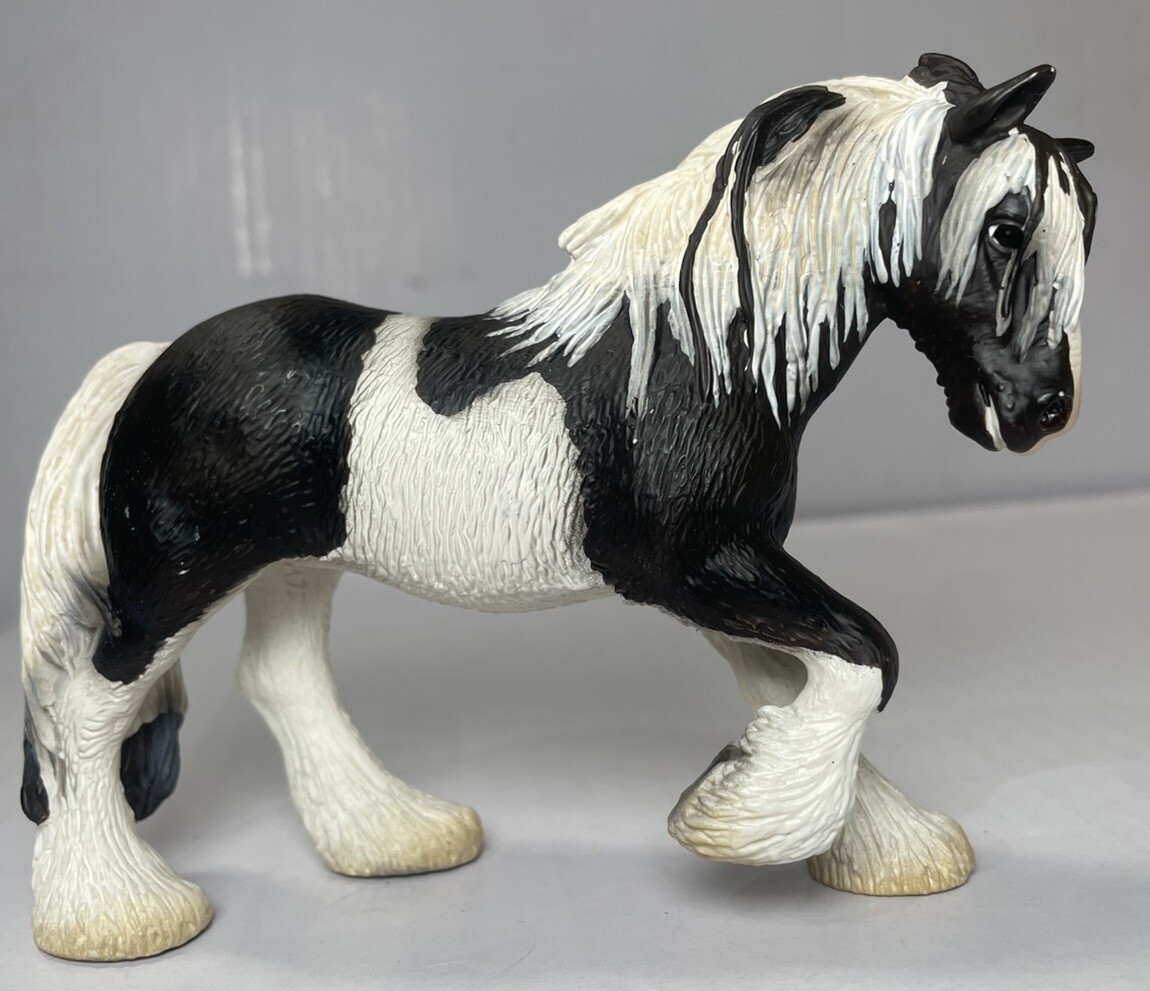 Shleich Tinker Stallion Black And White Hand Painted Model 2003 Retired 