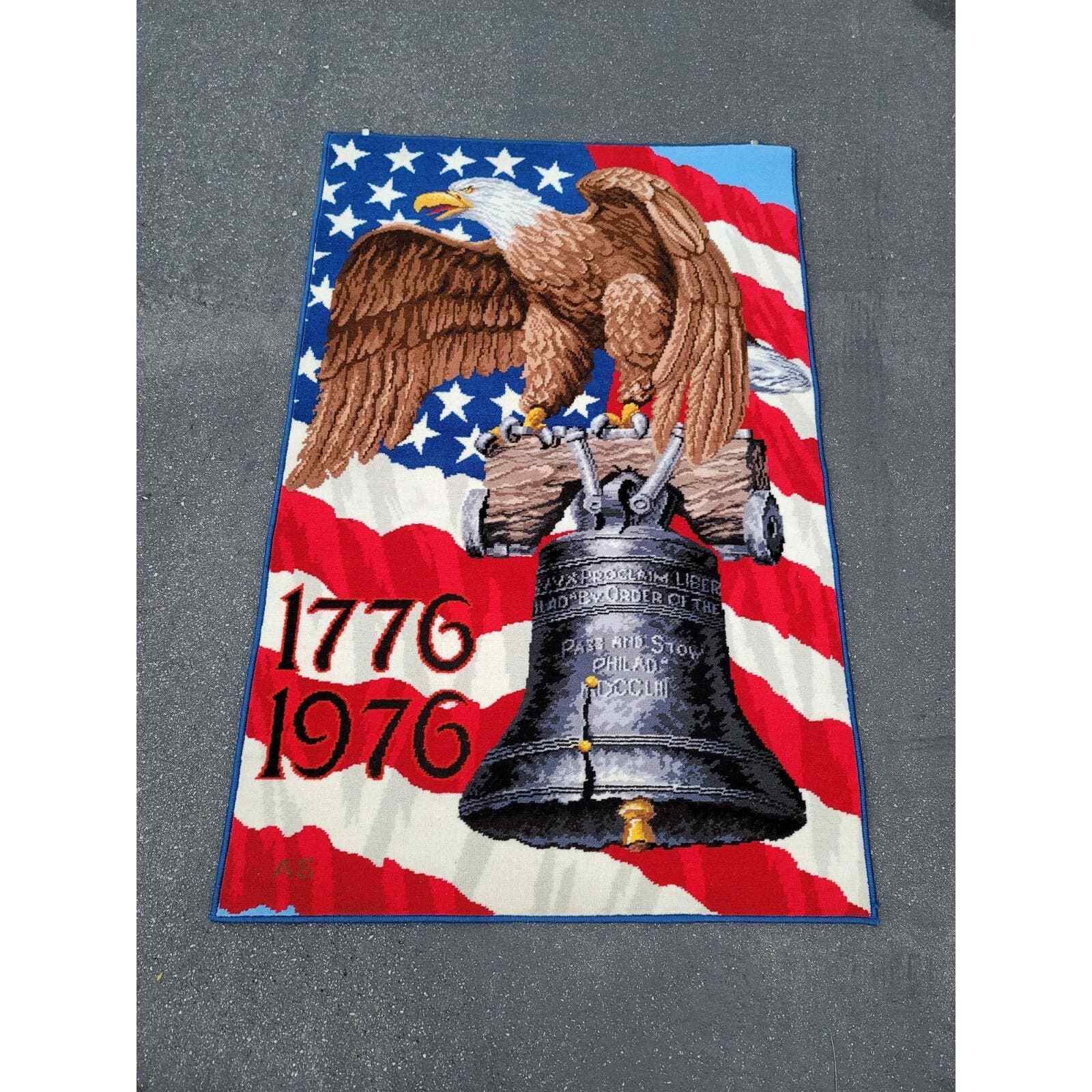 Vtg 1974 American Legend Bald Eagle Hanging Wall Rug