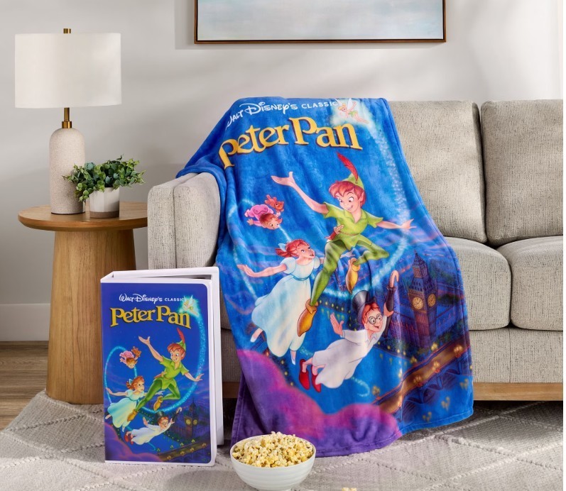 NEW DISNEY PETER PAN SILK THROW BLANKET VHS BOXED 50 X 70