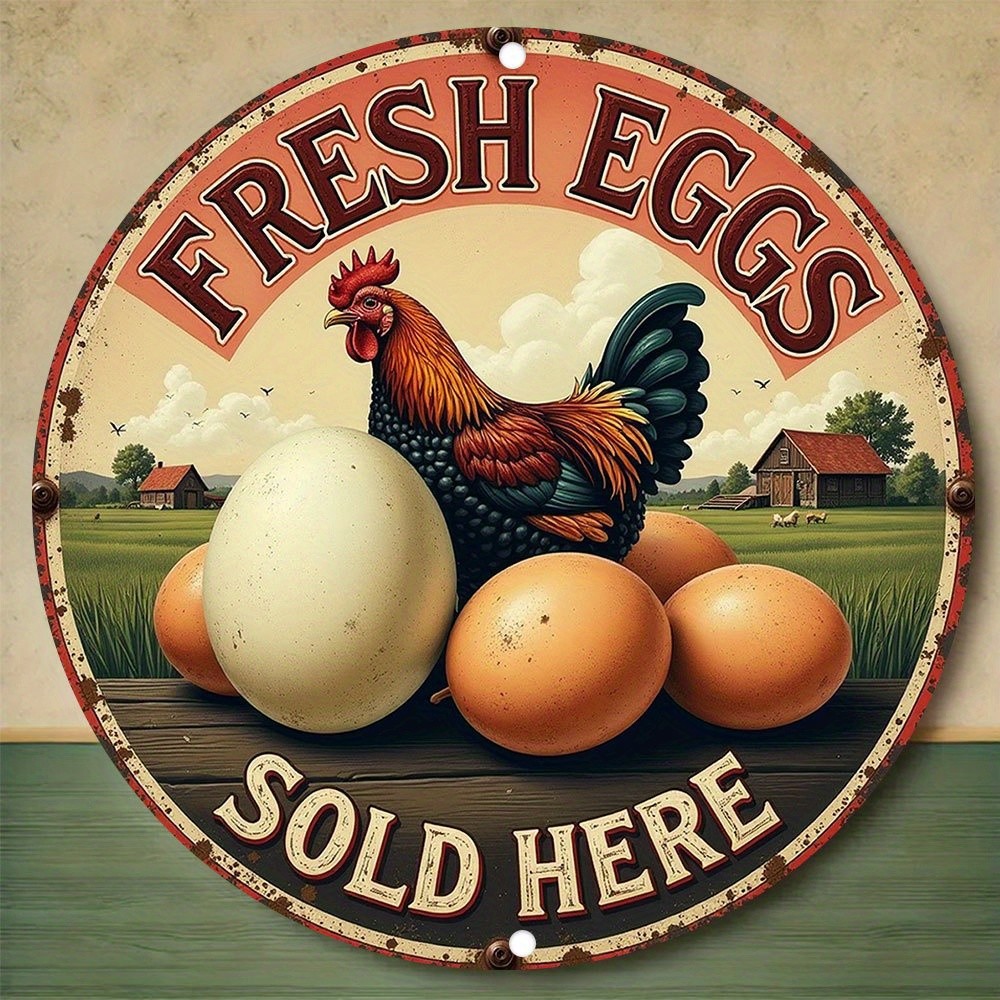 Vintage Fresh Eggs Sold Here Rustic Tin Metal Signs Home Décor 8x8
