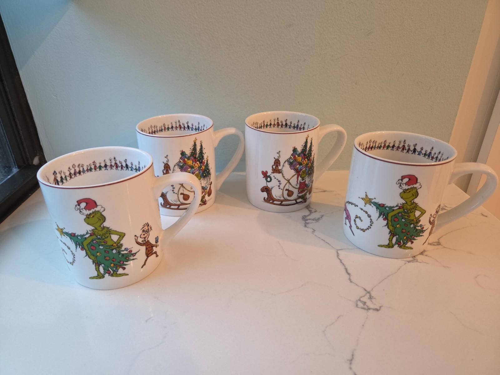 4 Williams-Sonoma Grinch Mugs 2020