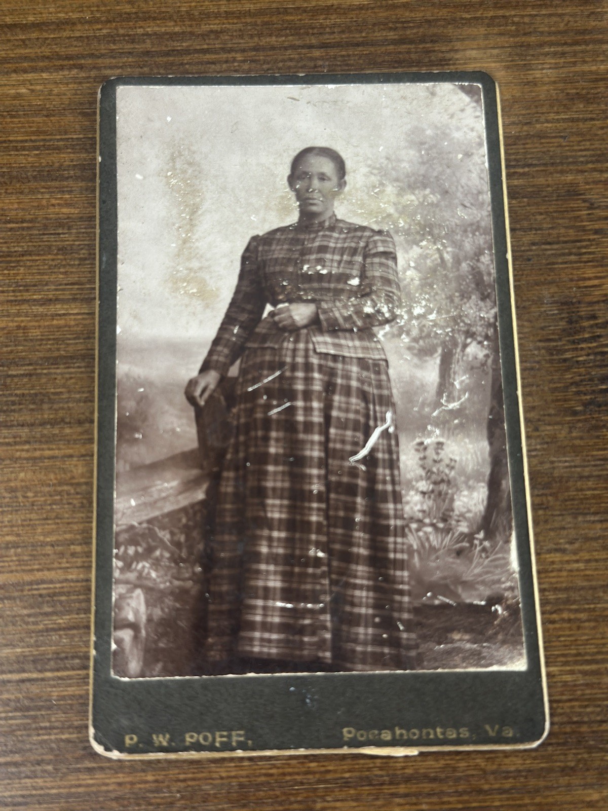 19th C. African American Woman in Plaid Dress CDV Portrait Photo VA Victorian