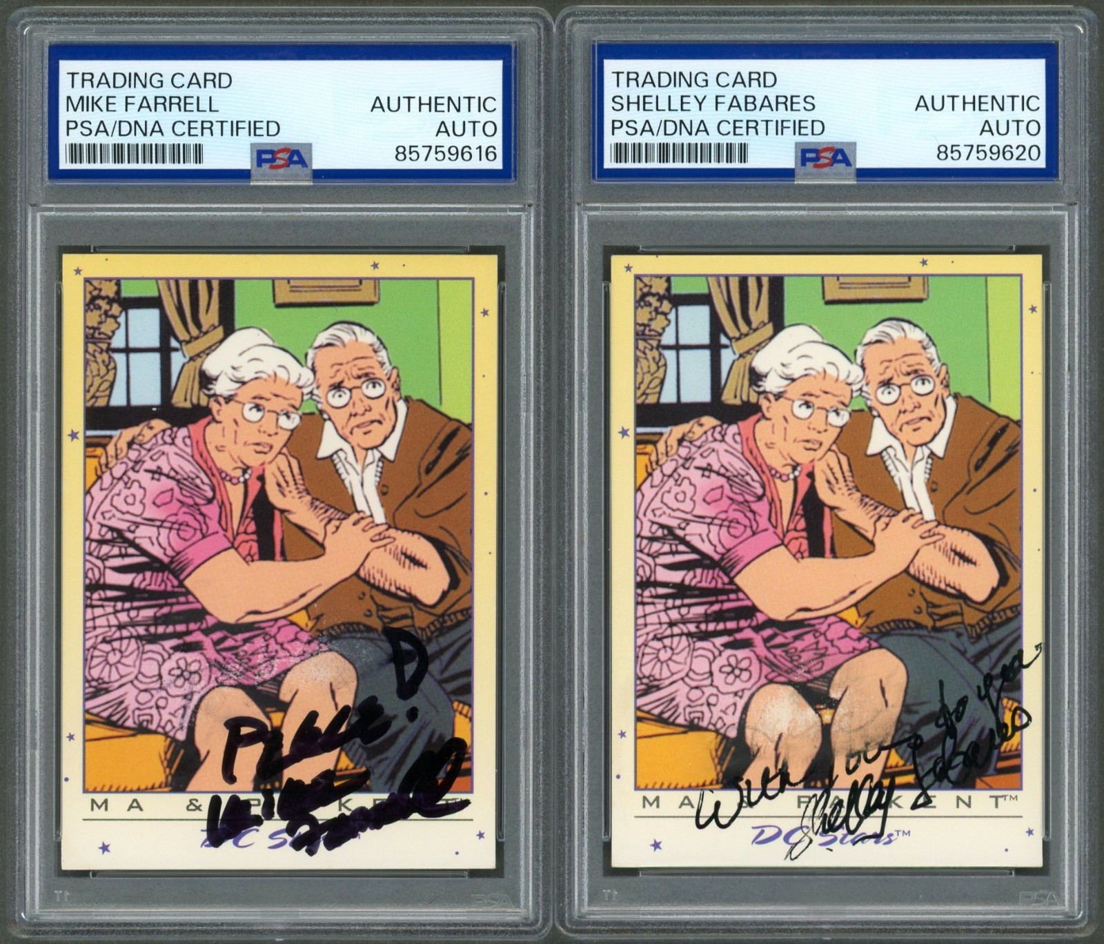 Mike Farrell Shelly Fabares SIGNED DC Stars #2 Ma & Pa Kent 1994 SkyBox PSA Auto