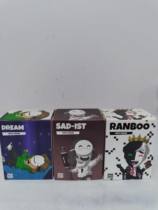 Youtooz Dream #134, SAD-ist #15, Ranboo #187 Vinyl Figure Lot Set - Dream SMP...