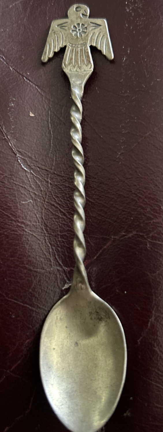 VINTAGE NATIVE AMERICAN NAVAJO Thunderbird Stamped STERLING SILVER SPOON 3 7/8”