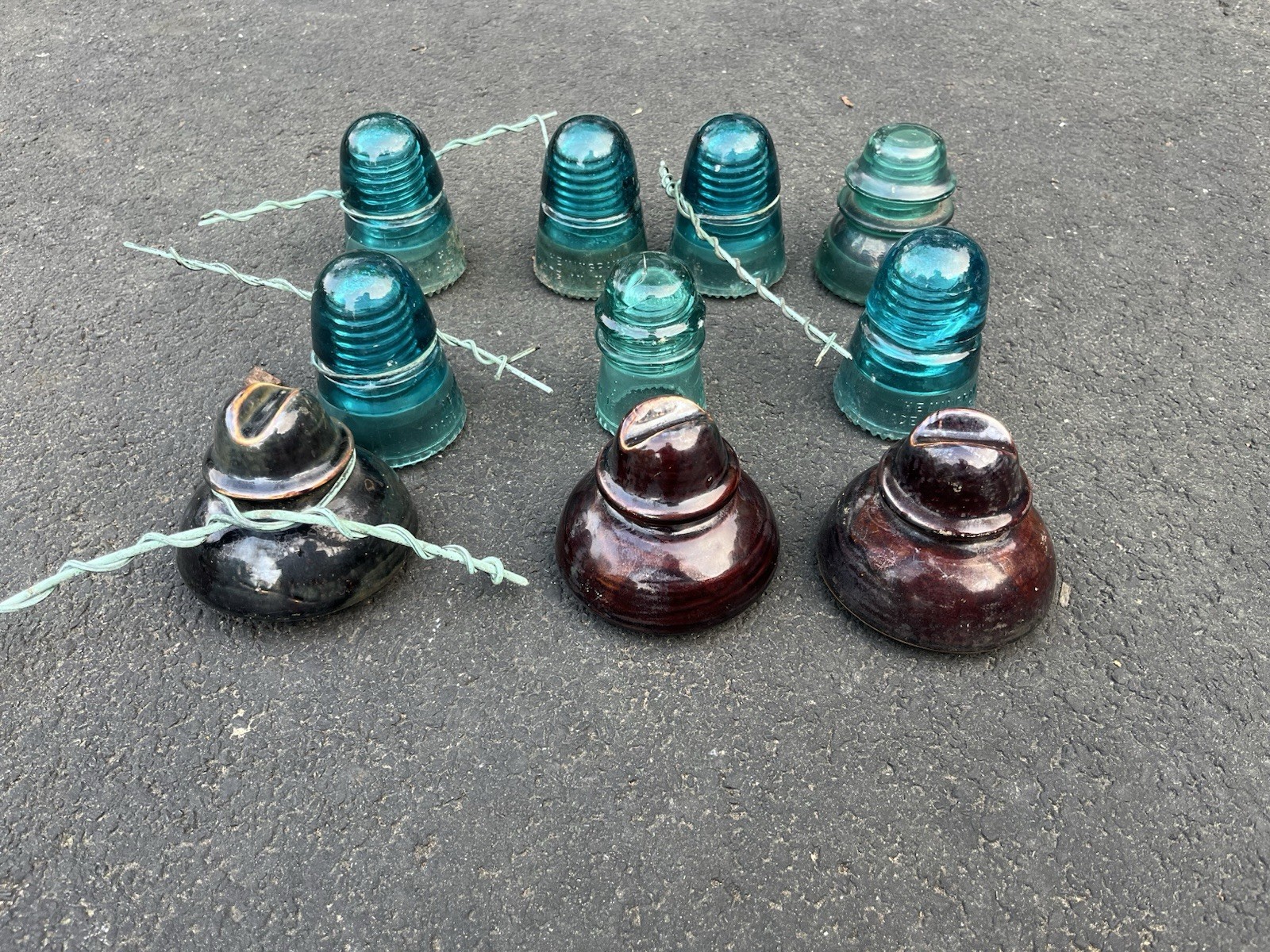 Ten Railroad Insulators From Galesburg, Illinois Old Santa Fe Line
