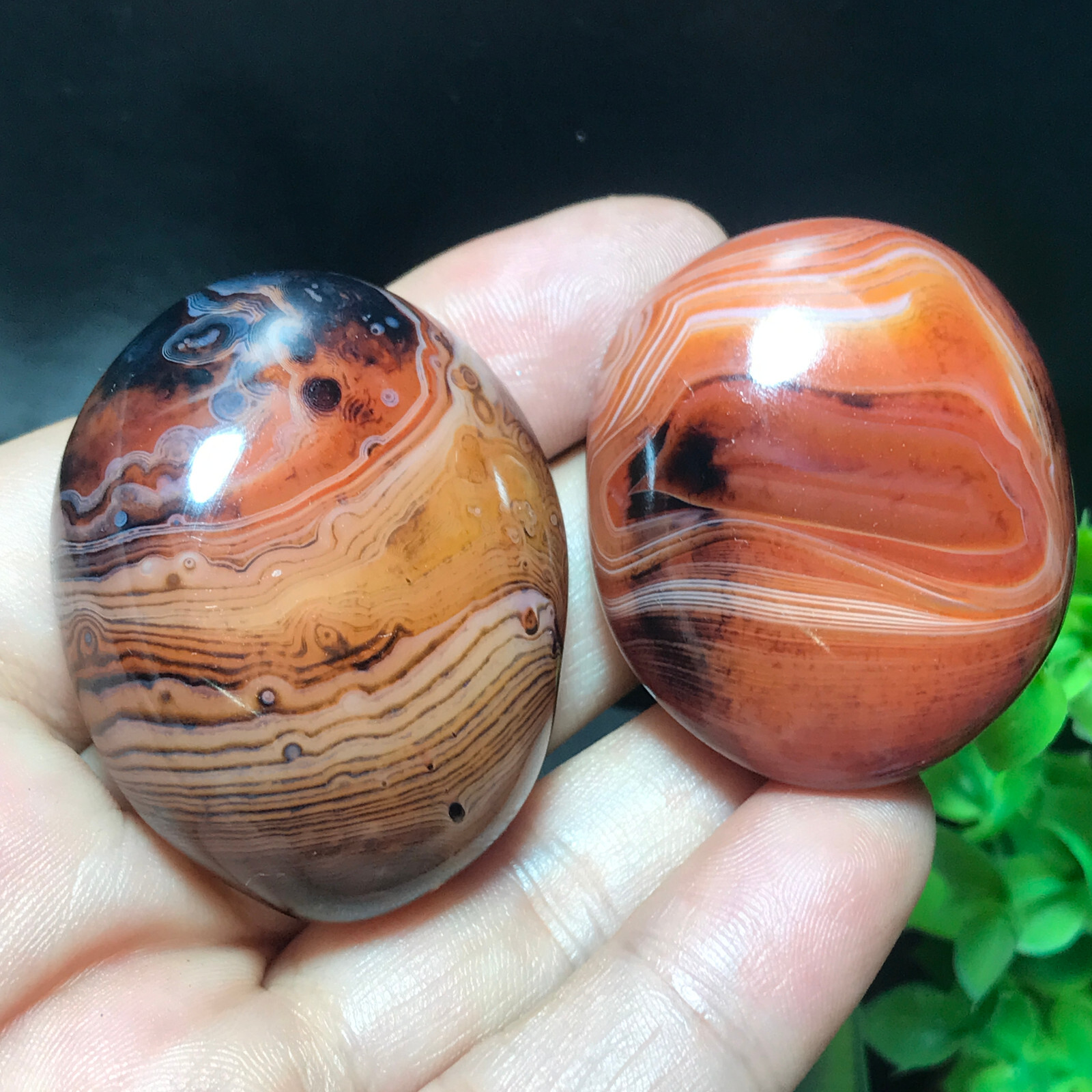 72g 2PCS Madagascar Crazy Lace SILK Banded Agate Palmstone 711