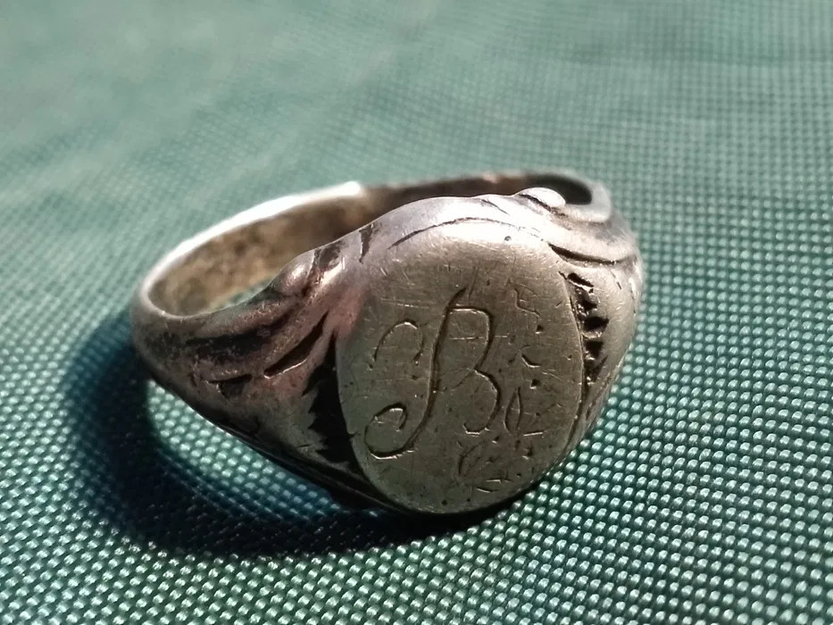 WWII German Silver Signet Ring Monogram Initial B Vintage WWII WWII Era 6.55g