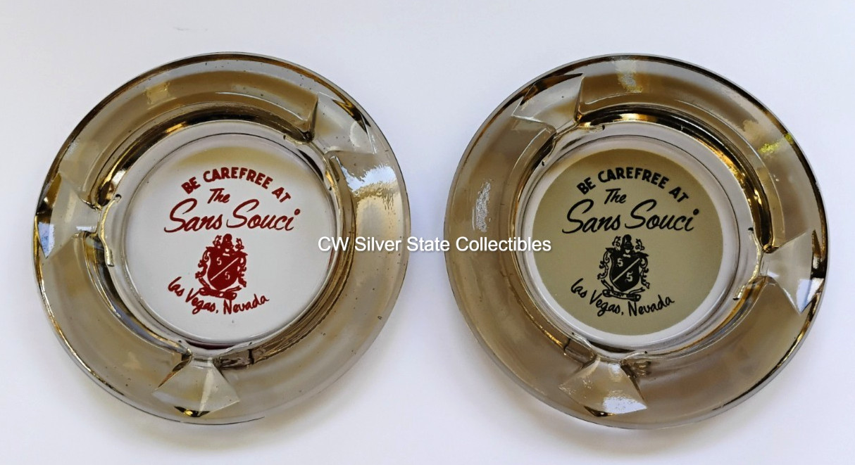 ca. 1950's -60's Sans Souci Hotel & Casino Variant Ashtrays Las Vegas NV