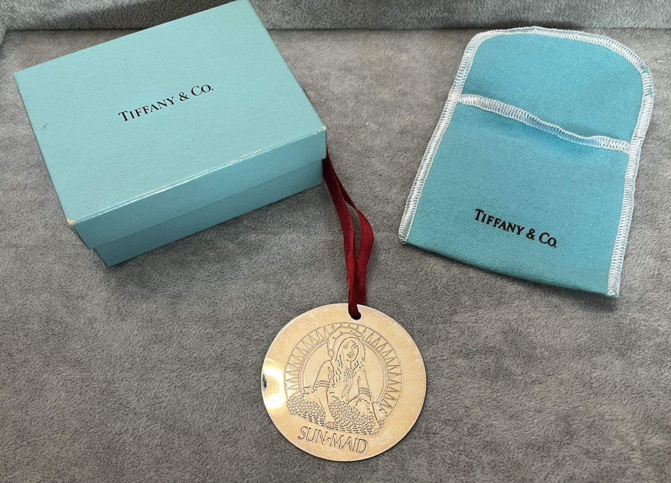 RARE VINTAGE 1991 Tiffany & Co X Sun-Maid Raisins Commemorative Holiday Ornament