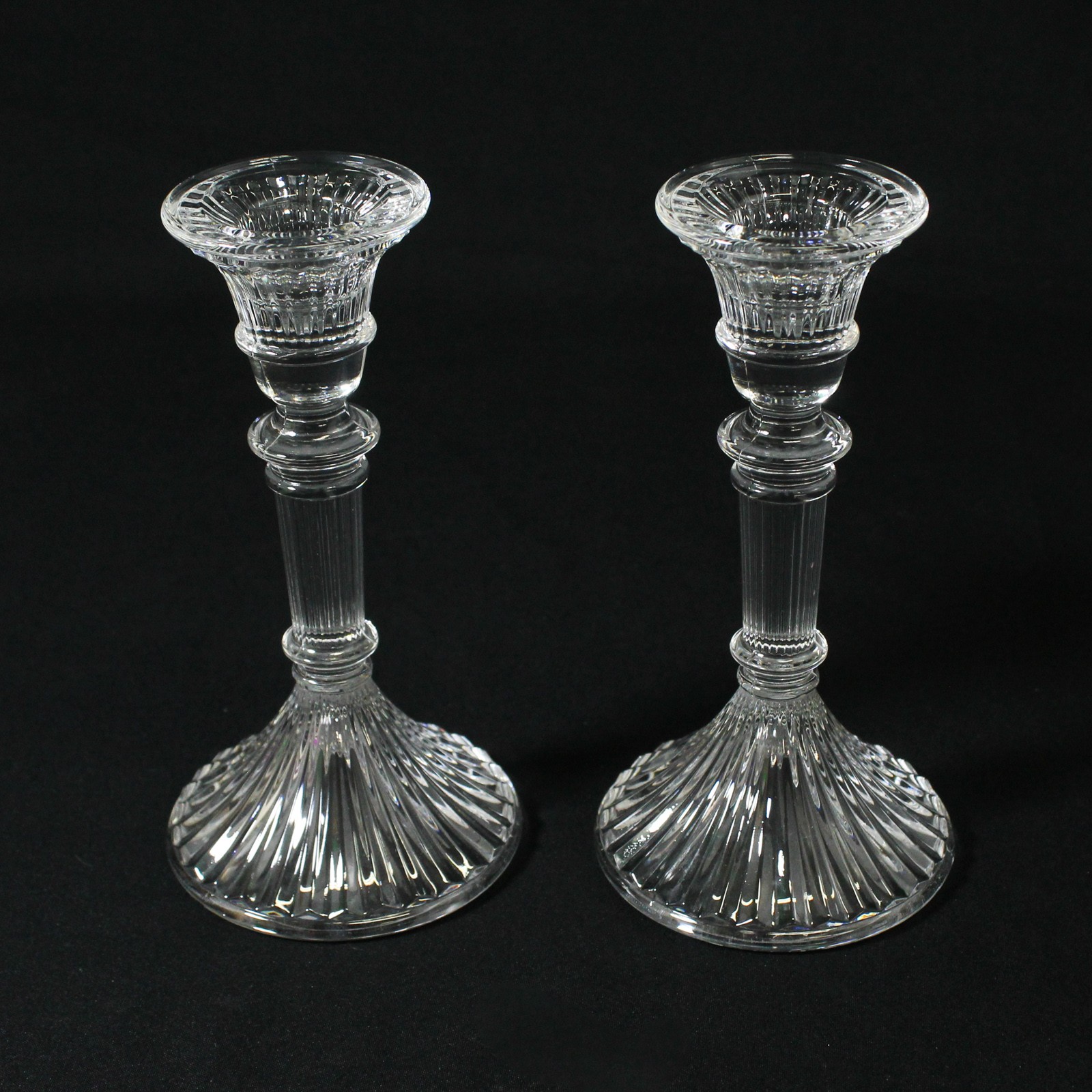 Set of 2 Towle Ribbed Lead Crystal Candlestick Holders Austria Set of 2 Towle Ribbed Lead Crystal Candlestick Holders Austria