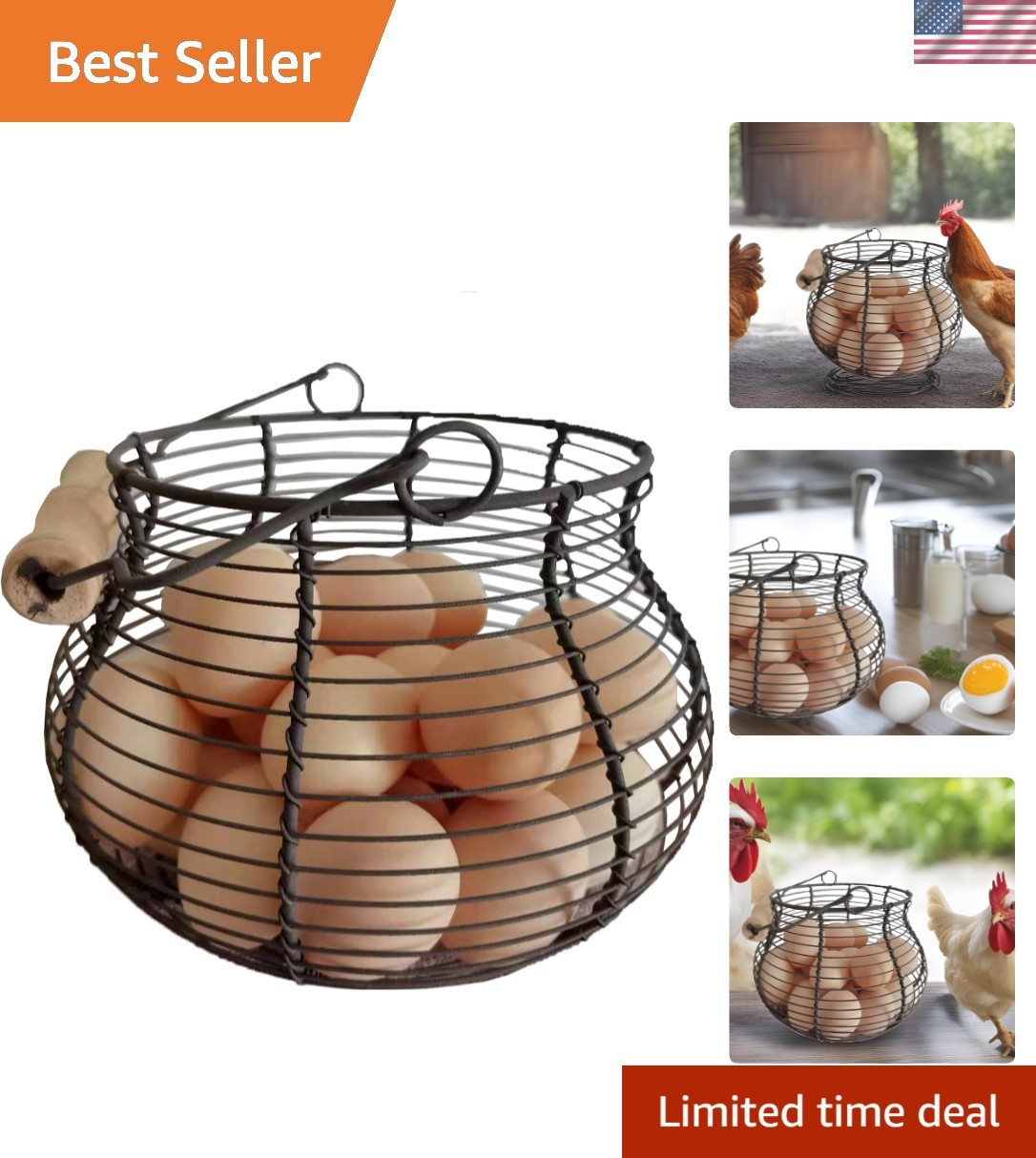 Stylish Rustic Wire Egg Basket for Kitchen and Countertop – Ideal for Fresh Eggs Stylish Rustic Wire Egg Basket for Kitchen and Countertop – Ideal for Fresh Eggs