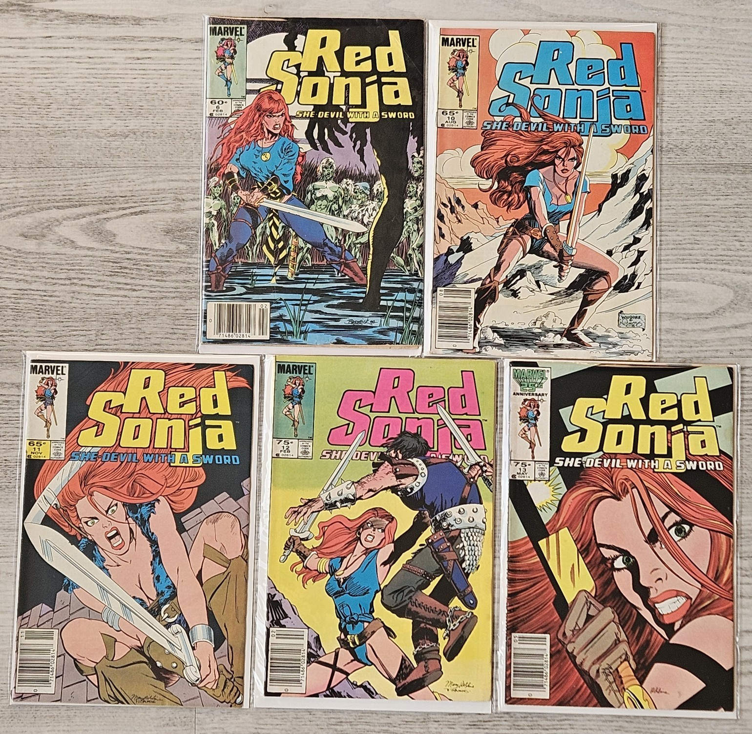 Red Sonja She Devil with a Sword Comic Lot 5 Issues #6 #10-13 Marvel 1985 Copper