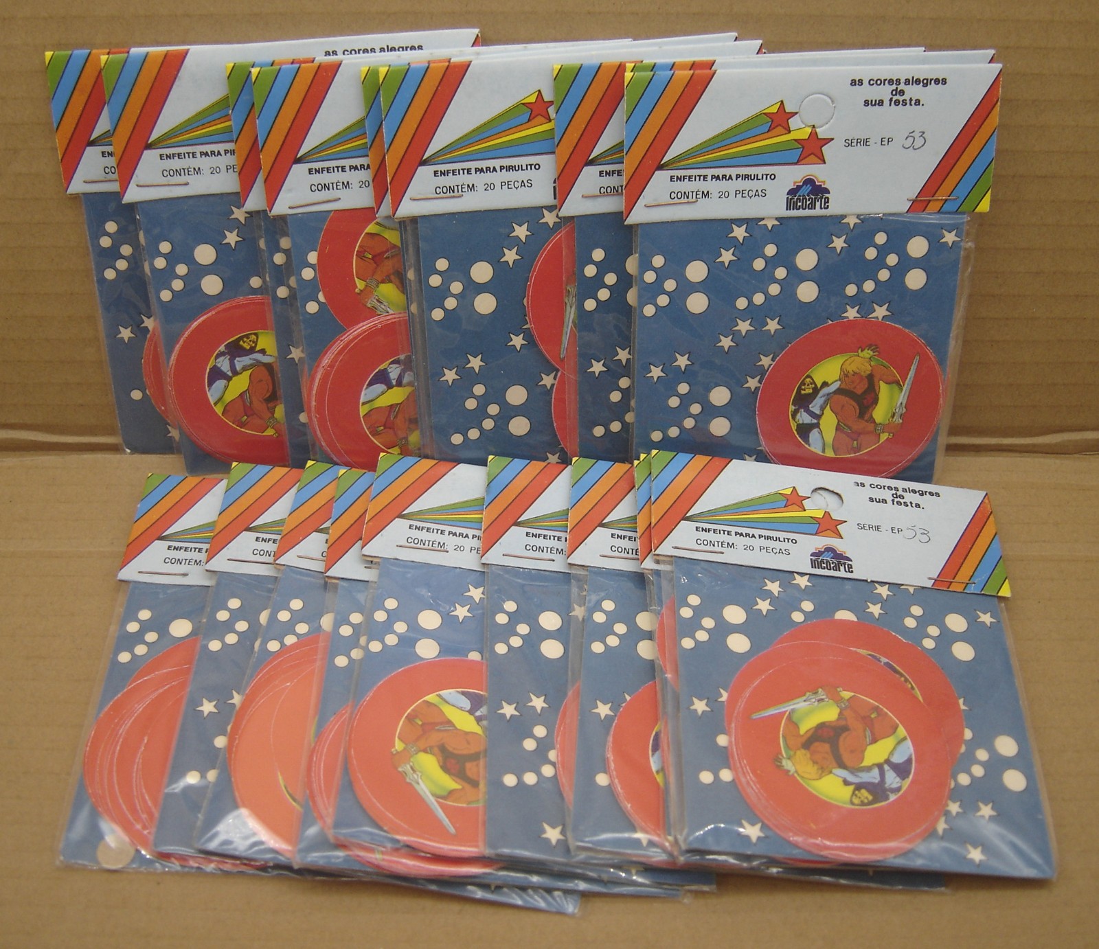 He-Man MOTU Lot x20 Packs For Birthday Party Vintage Made In Brazil 80´s