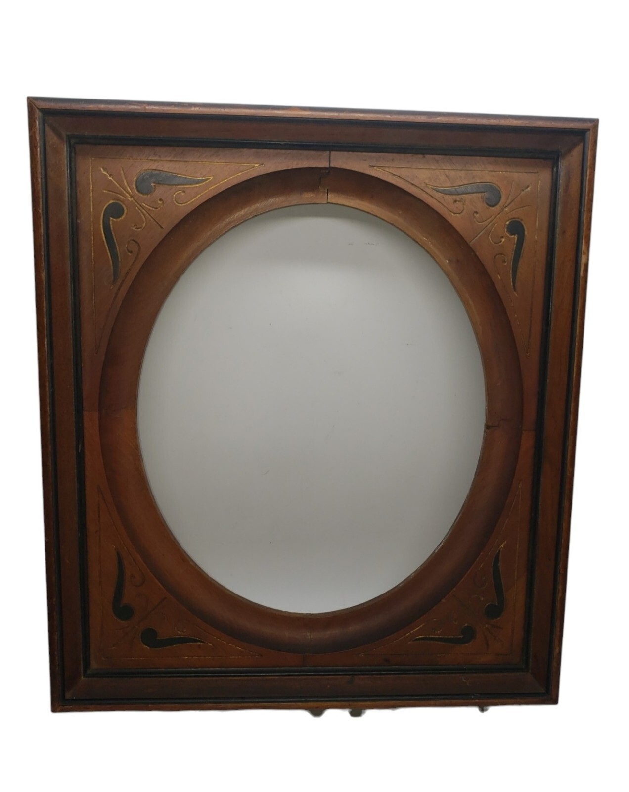 Antique Victorian Wooden Picture Frame Ebonized Oval Portrait Or Mirror Frame