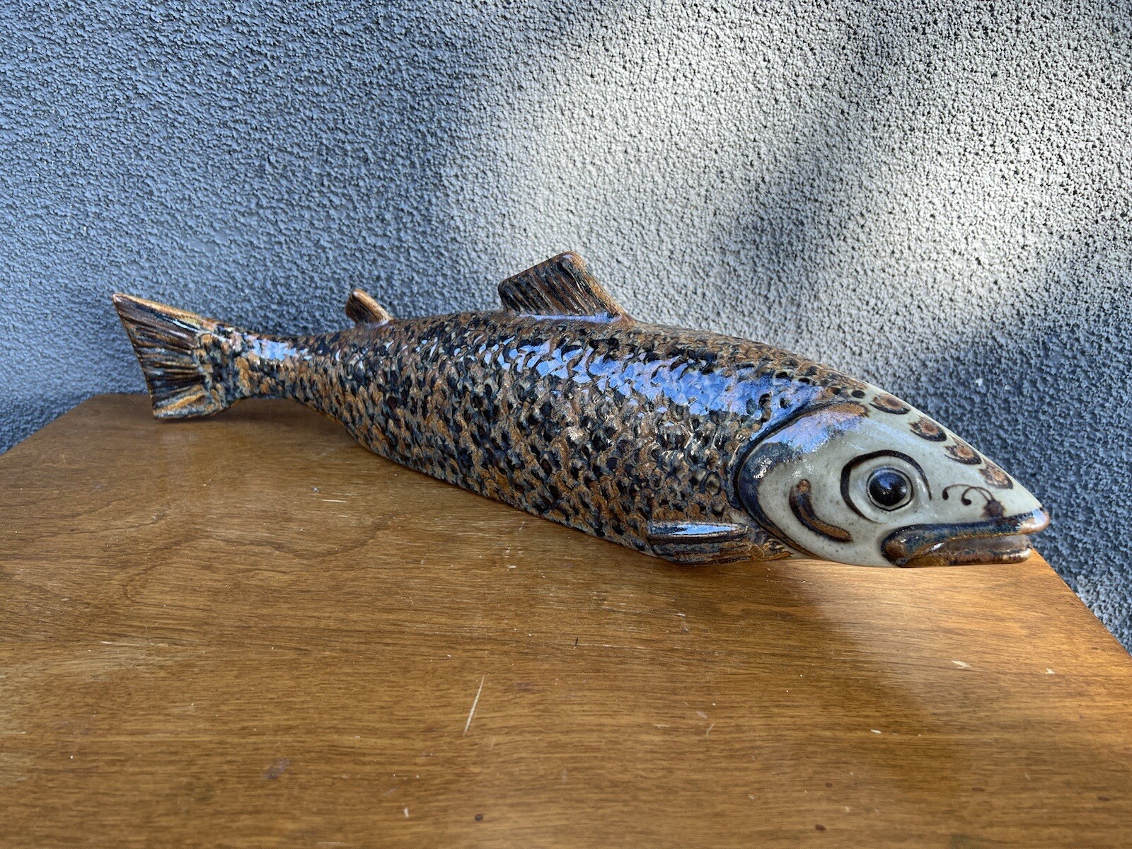 Large Carlos Villanueva Studio Tonala Sculpture Pottery Mexico Fish Ceramic