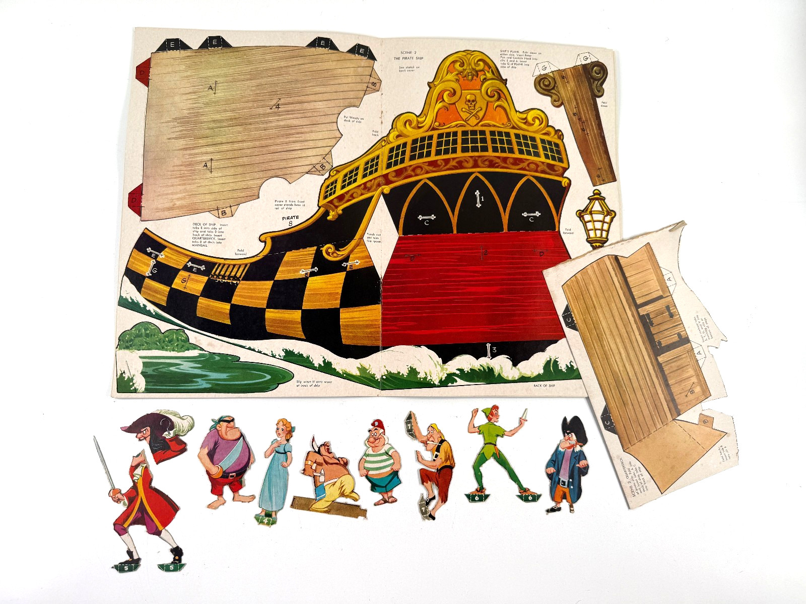 vtg 1952 Walt Disney Peter Pan Punch Out Book PARTIAL pirate ship Capt Hook vtg 1952 Walt Disney Peter Pan Punch Out Book PARTIAL pirate ship Capt Hook