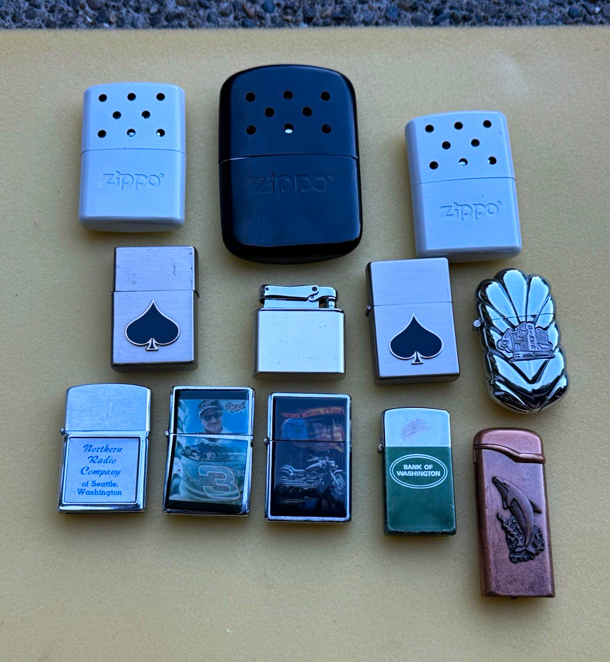 Lot of 12 vintage zippo lighters and  Hand Warmers