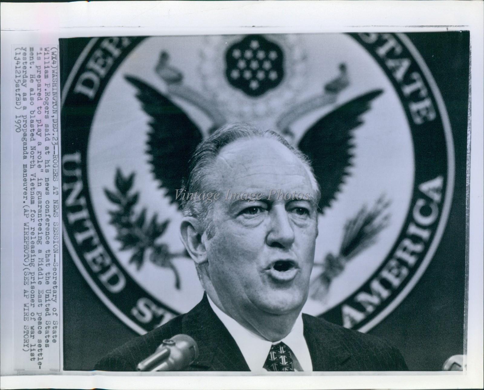 1970 Washington William Rogers Press Conference Wirephoto 8x10