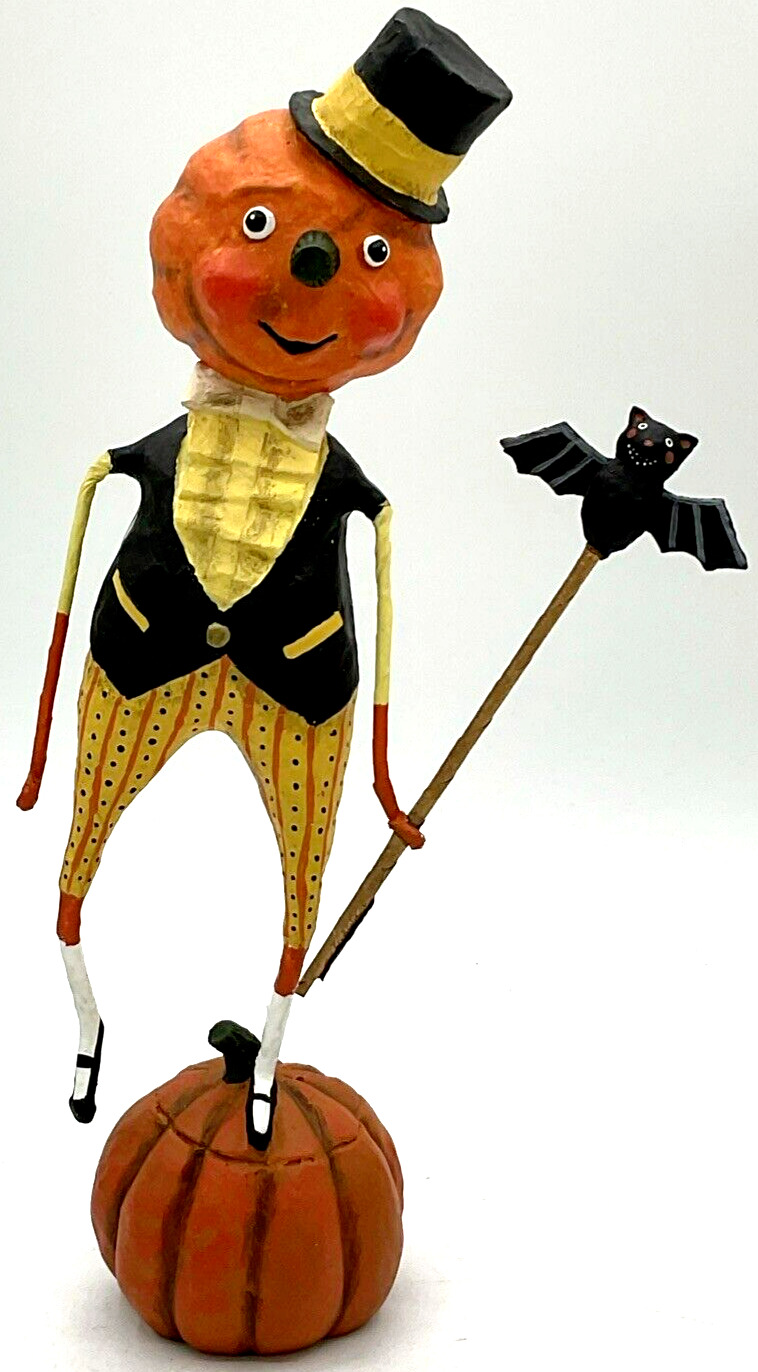 Vintage Lori Mitchell Pumpkin Man Figurine Halloween ESC Trading Bat SEE VEST