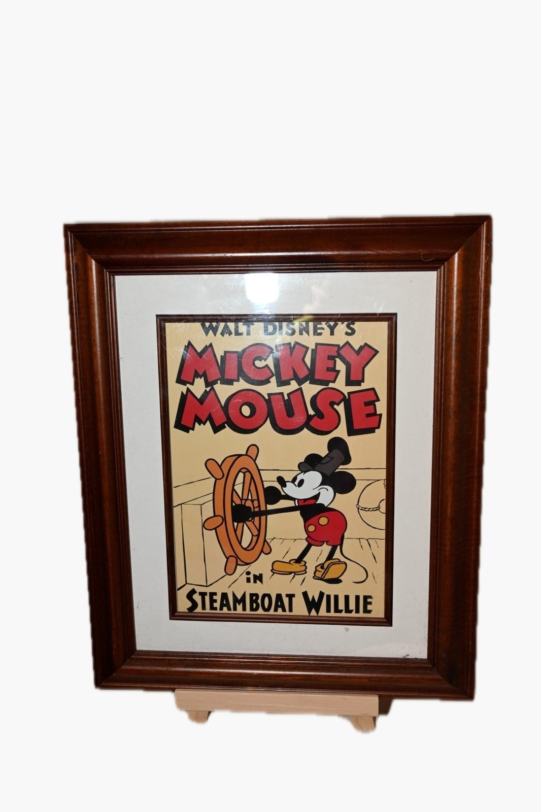 Walt Disney's Mickey Mouse Steamboat Willie Framed Print Poster Art Wood Frame