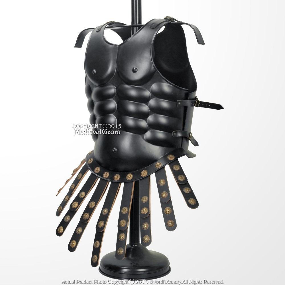 Medieval Roman Body Armor Breast Plate Muscle Cuirass 20G Steel w/ Leather Apron