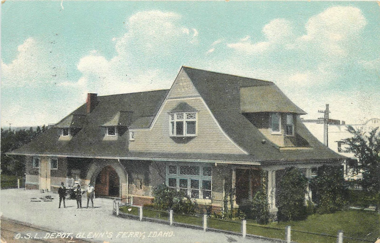 1908 Glenn\'s Ferry Idaho OSL Depot people Occupation Orr Postcard 25-11017