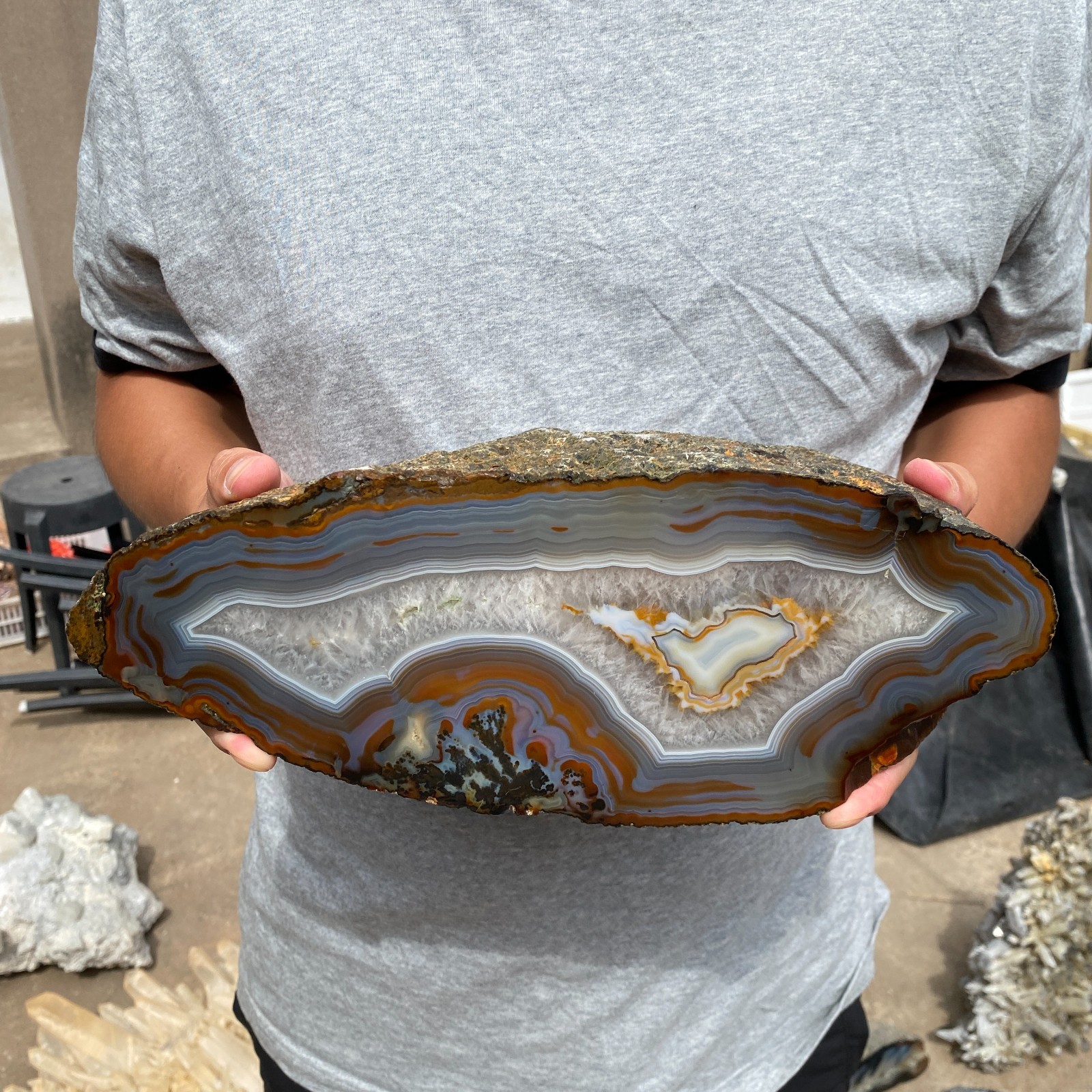 14.5lb Natural Lace Banded Agate Quartz Crystal Rough mineral specimens Healing