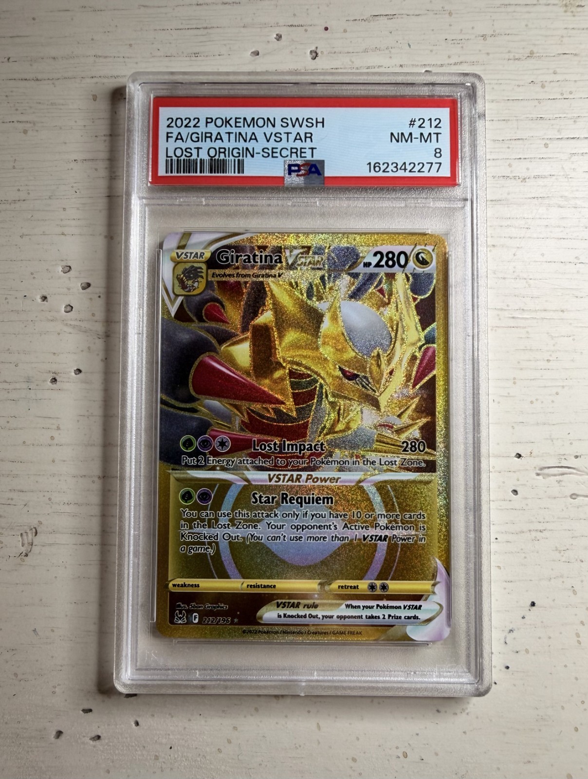 2022 Pokemon Sword & Shield Lost Origin #212/196 Giratina VST PSA 8