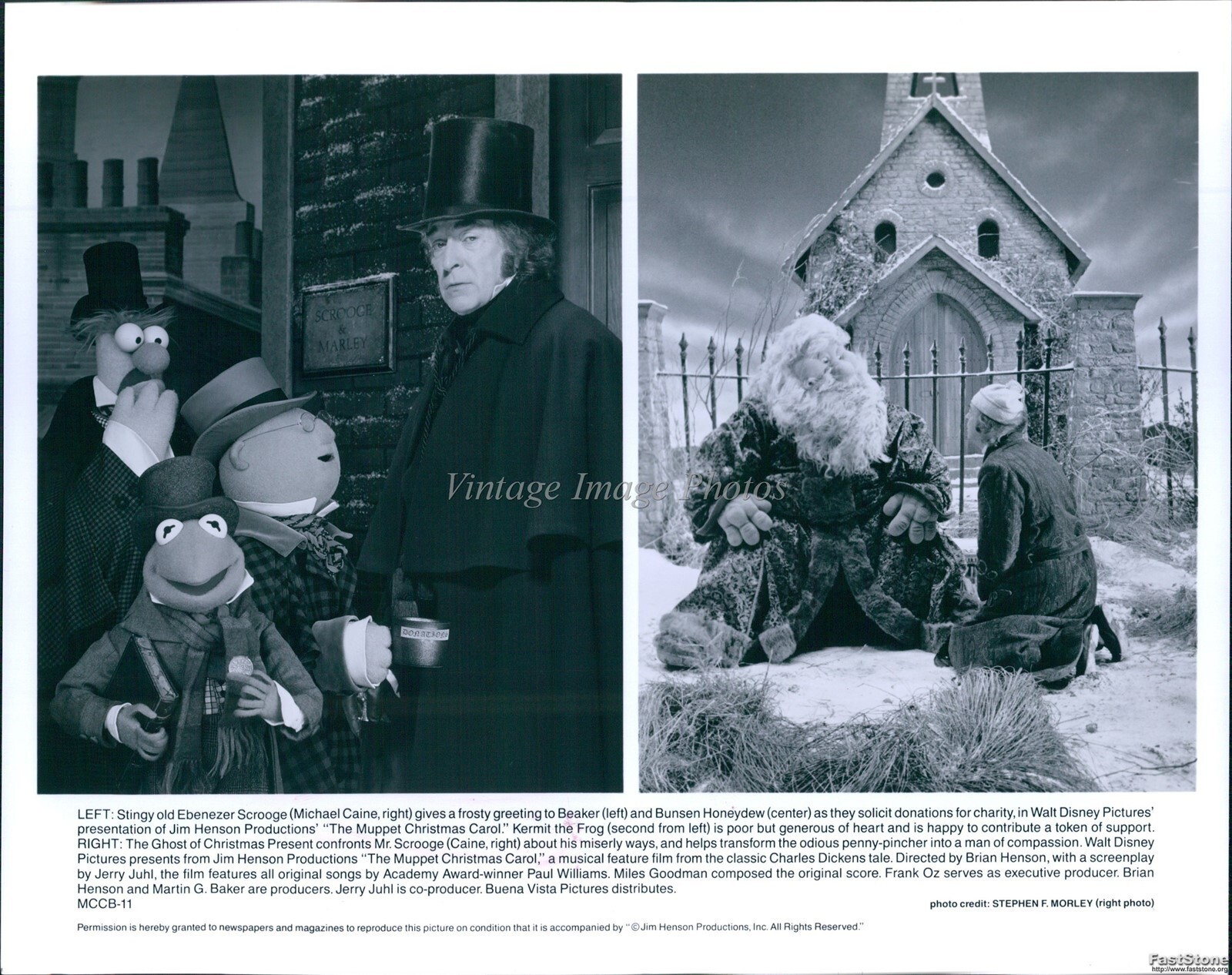 1992 Michael Caine Starring In The Muppet Christmas Carol Movies Photo 8x10