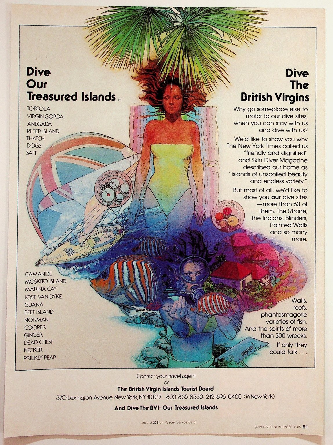 1985 British Virgin Islands Travel Ad Skin Diver Magazine BVI Diving Tourism 1985 British Virgin Islands Travel Ad Skin Diver Magazine BVI Diving Tourism