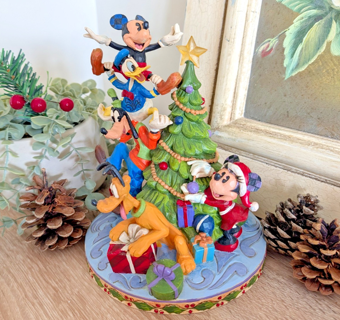 Disney Traditions Merry Tree Trimming Mickey & Friends Figurine Jim Shore