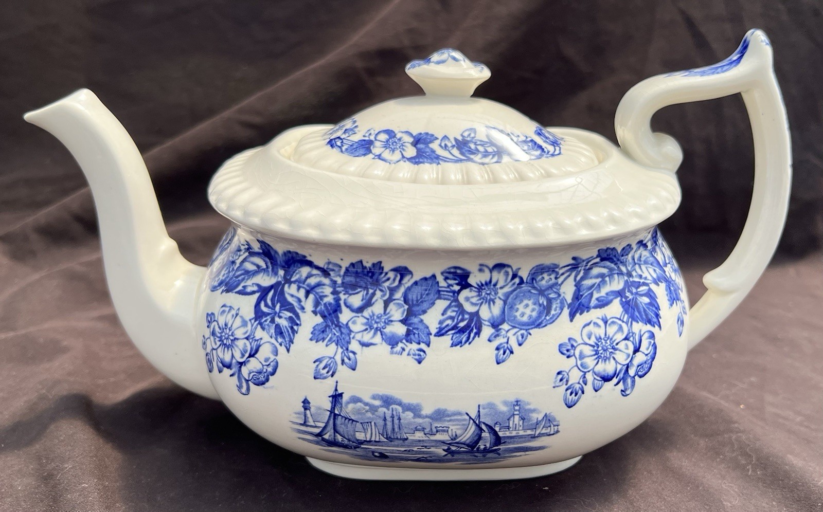 Rare Spode Old Salem Blue Teapot Ex. Condition Rare Spode Old Salem Blue Teapot Ex. Condition