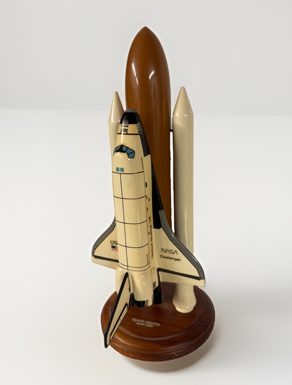 Vintage NASA Space Shuttle Challenger 1/200 Wood Model Toys & Models Corp