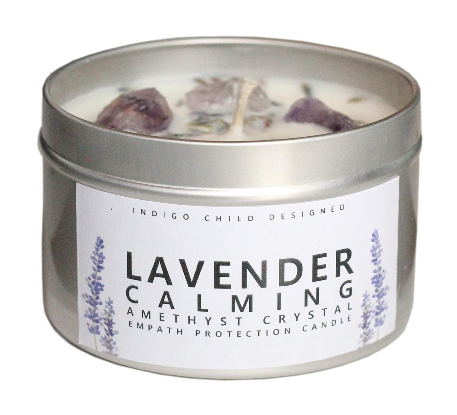 Empath Protection 8 Oz. Candle, Calming Lavender and Amethyst Crystals Empath Protection 8 Oz. Candle, Calming Lavender and Amethyst Crystals