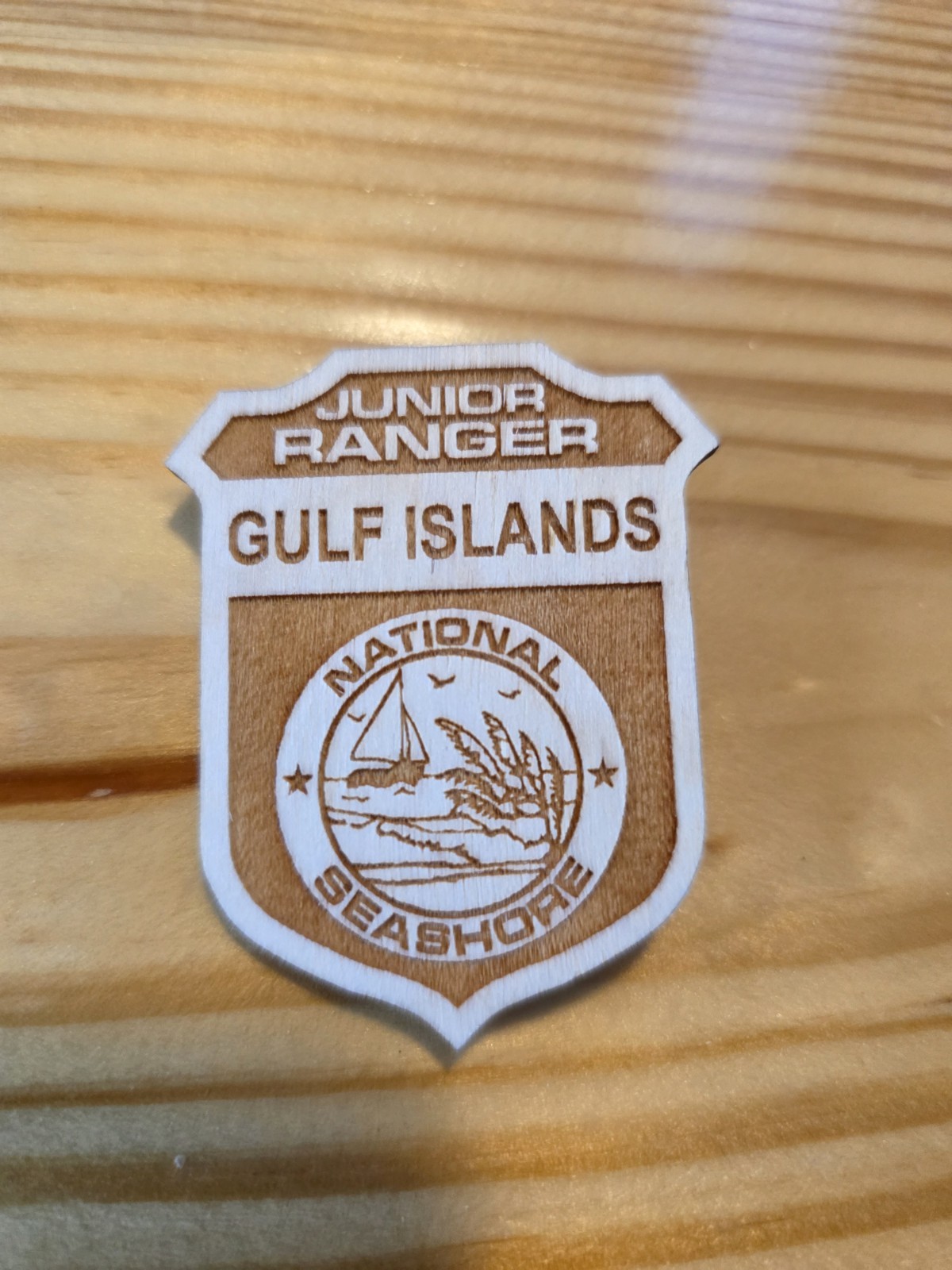 Gulf Islands National Seashore Junior Ranger Badge Jr Park Pin Wood 